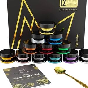 Monegasque Luster Dust Glitter Set. 12 pieces. Food safe and flavorless.